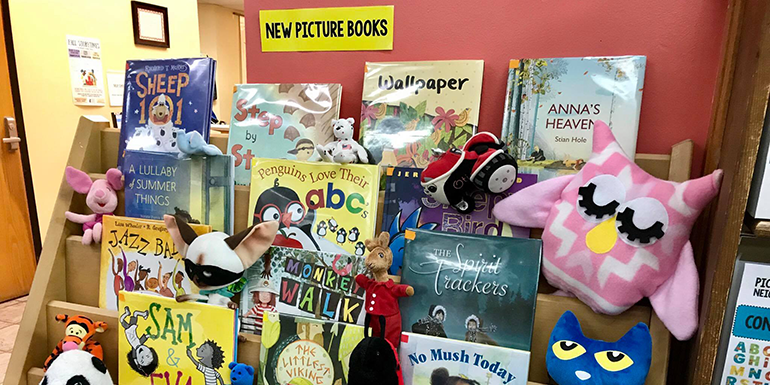 An image showing new picturebooks selection in the kids department