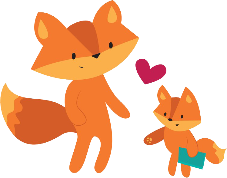 Fox Graphic Parent fox and child fox with heart