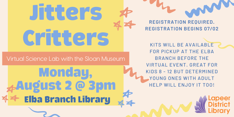 Jitters Critter at the Elba Branch Library 