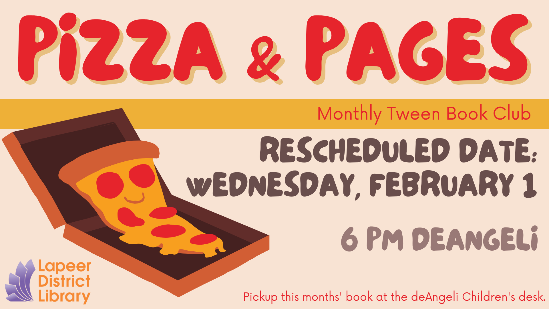 Pizza & Pages reschedule 