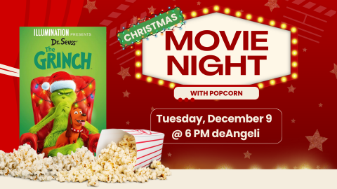 movie night Christmas with popcorn Tuesday, December 9 @ 6 PM deAngeli